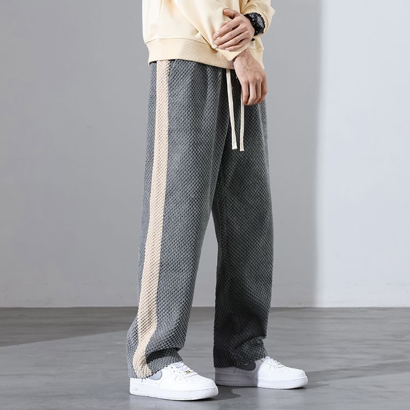 Waffelcord Jogger Herren Seitenstreifen Locker Weich