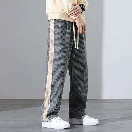 Waffelcord Jogger Herren Seitenstreifen Locker Weich