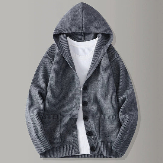 Strick Kapuzen Cardigan Herren Strickjacke Kapuze Warm