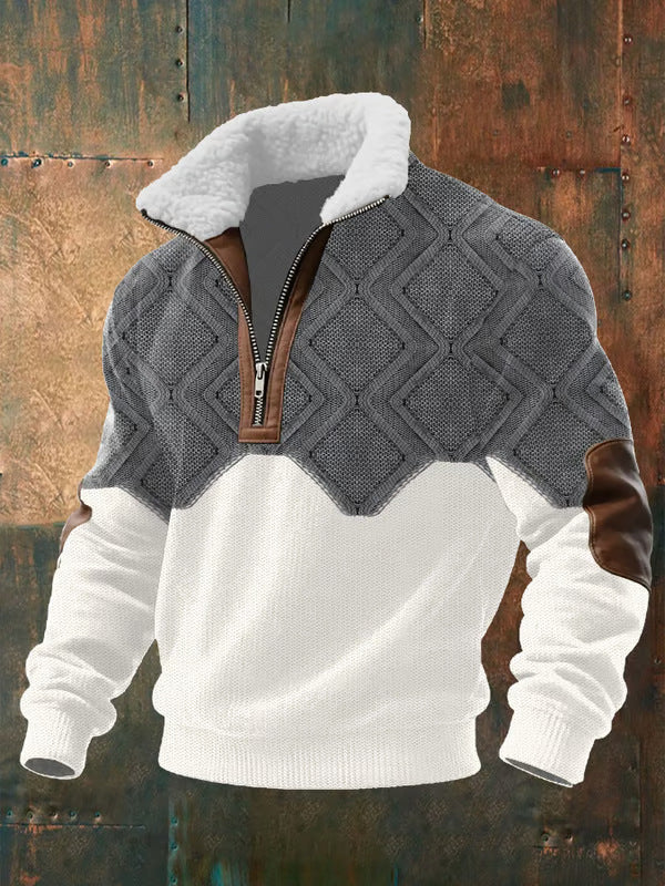 Fleece Stehkragen Pullover Herren Warm Strick Winter