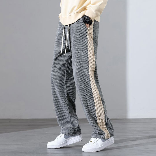 Waffelcord Jogger Herren Seitenstreifen Locker Weich