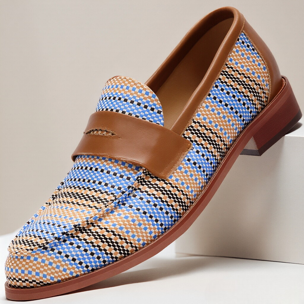 Geflochtene Leder Loafer Herren Slip-On Sommerschuhe