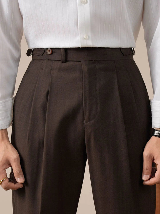 Bundfalten Anzughose Herren Hochbund Tailliert Elegant