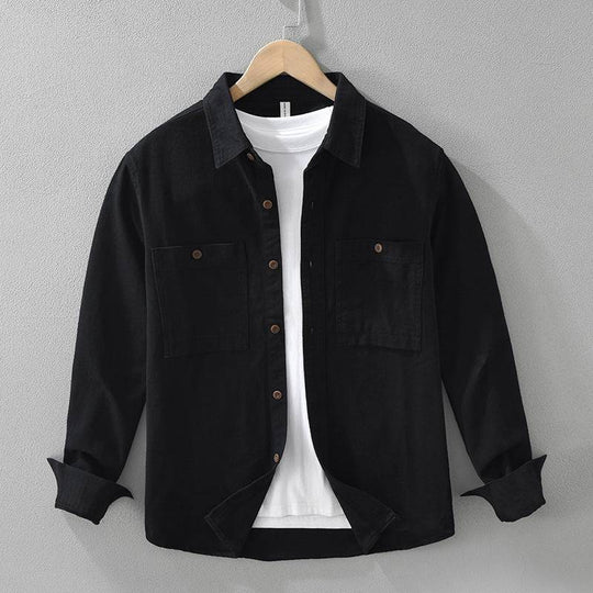 Baumwoll Overshirt Herren Hemdjacke Brusttaschen