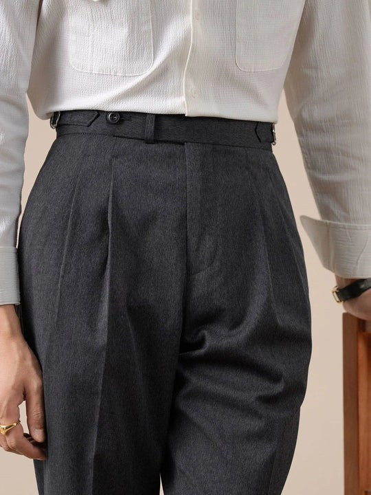 Bundfalten Anzughose Herren Hochbund Tailliert Elegant