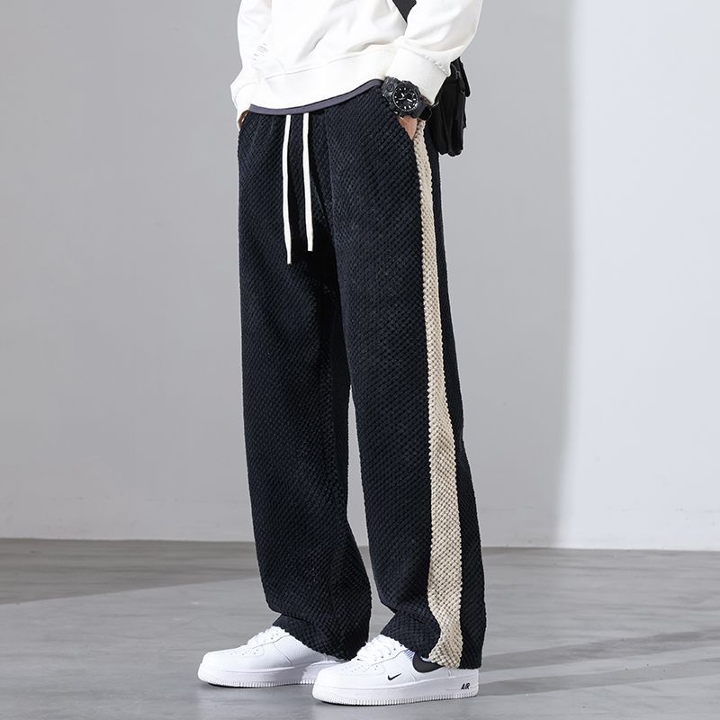 Waffelcord Jogger Herren Seitenstreifen Locker Weich