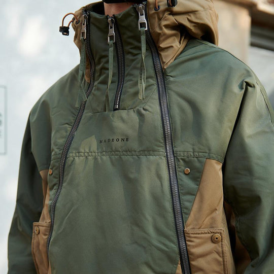 Colourblock Jacke Herren Doppelzip Mehrere Taschen