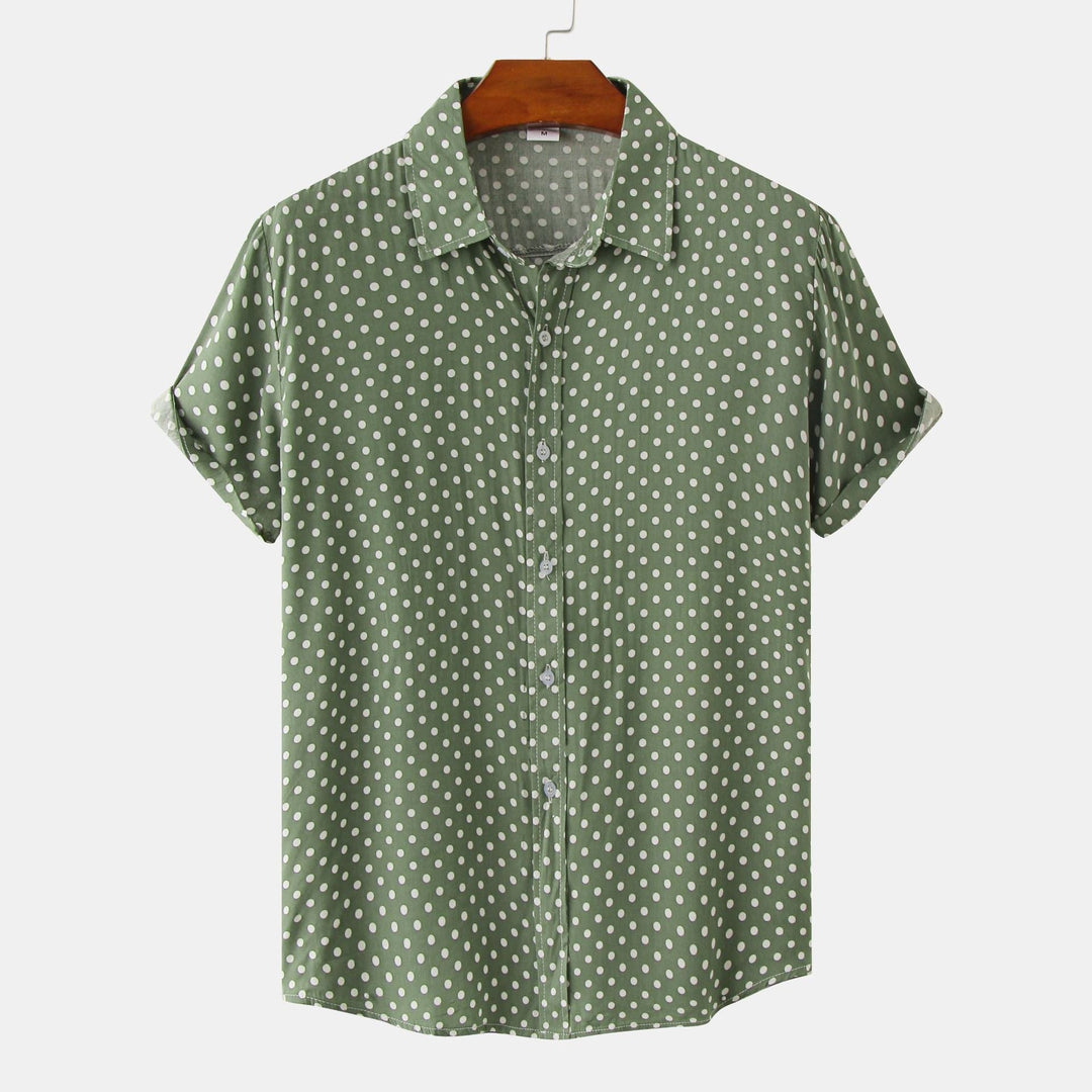 Gepunktetes Kurzarm Sommerhemd Herren Casual Freizeit