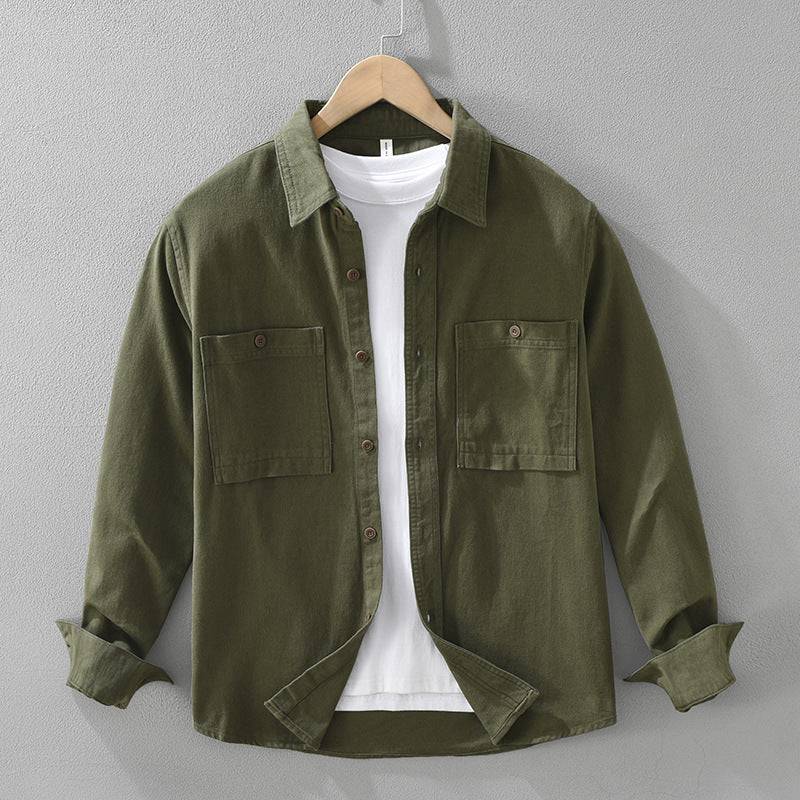Baumwoll Overshirt Herren Hemdjacke Brusttaschen