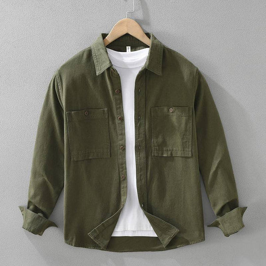 Baumwoll Overshirt Herren Hemdjacke Brusttaschen