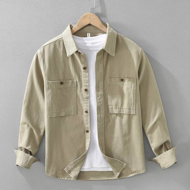 Baumwoll Overshirt Herren Hemdjacke Brusttaschen