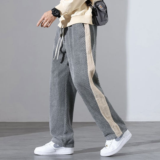 Waffelcord Jogger Herren Seitenstreifen Locker Weich
