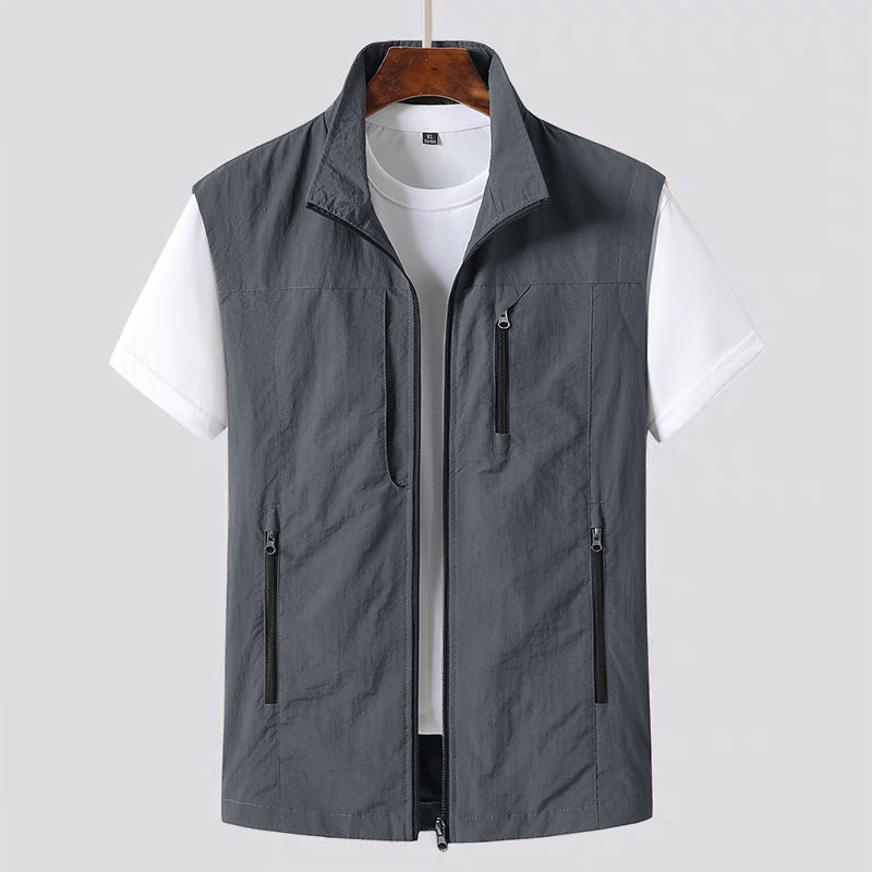 Leichte Gilet Weste Herren Zip Utility Outdoor Casual