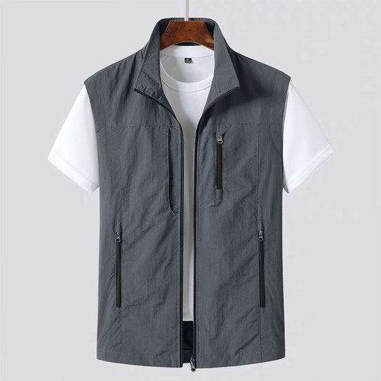 Leichte Gilet Weste Herren Zip Utility Outdoor Casual