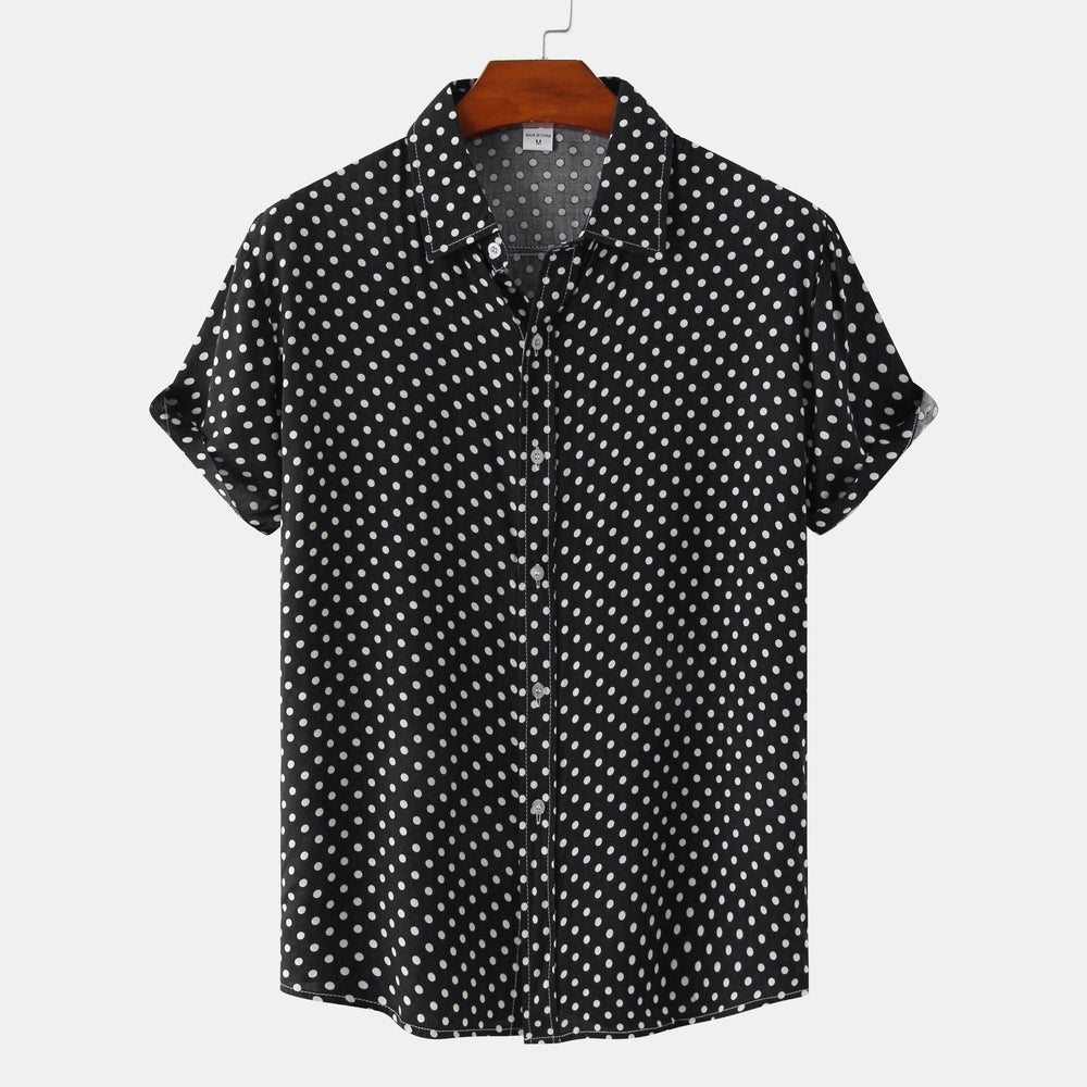 Gepunktetes Kurzarm Sommerhemd Herren Casual Freizeit
