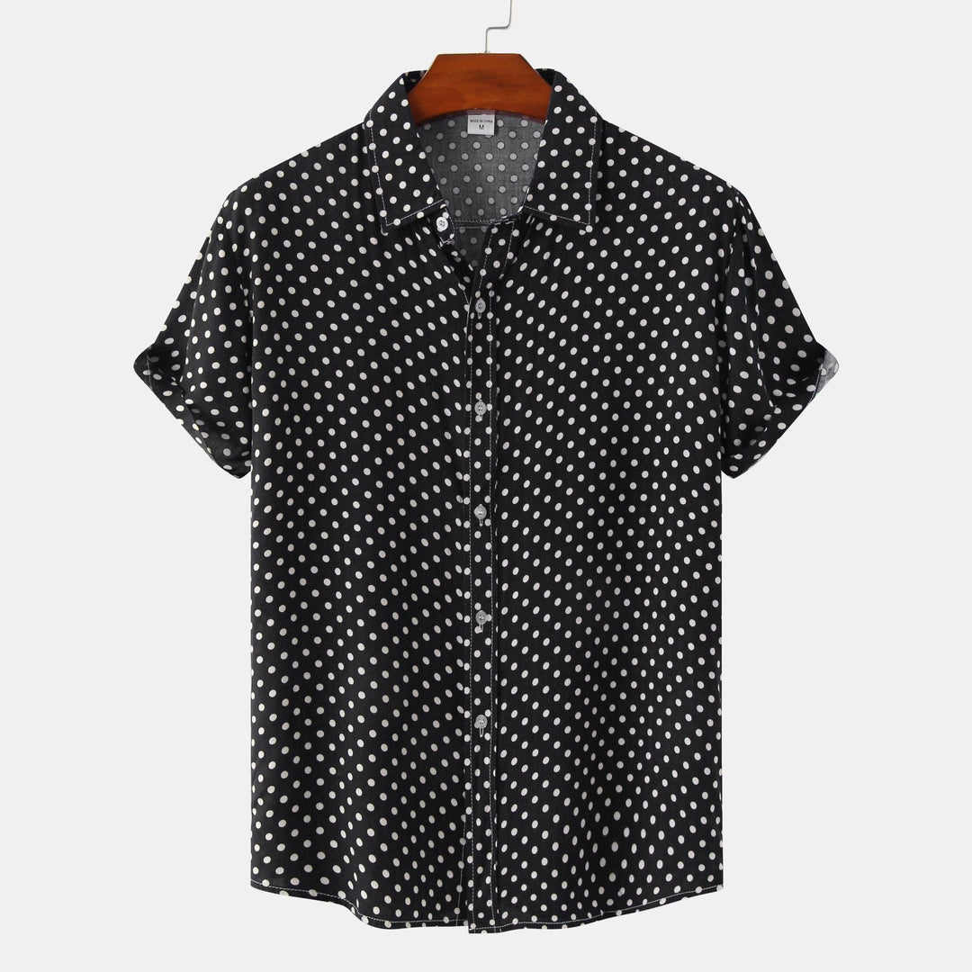 Gepunktetes Kurzarm Sommerhemd Herren Casual Freizeit