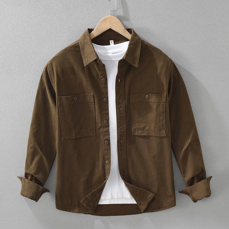 Baumwoll Overshirt Herren Hemdjacke Brusttaschen