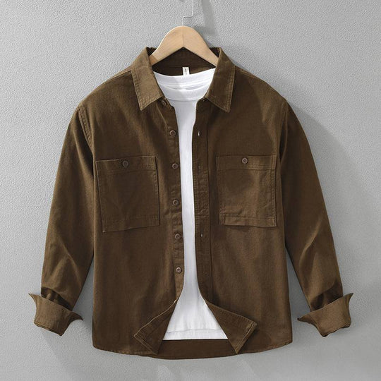 Baumwoll Overshirt Herren Hemdjacke Brusttaschen