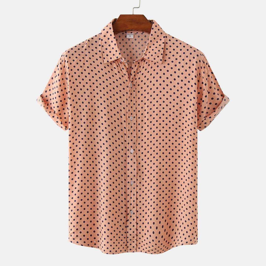 Gepunktetes Kurzarm Sommerhemd Herren Casual Freizeit