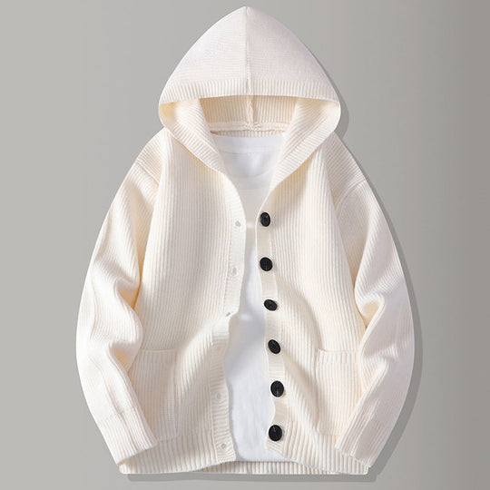 Strick Kapuzen Cardigan Herren Strickjacke Kapuze Warm