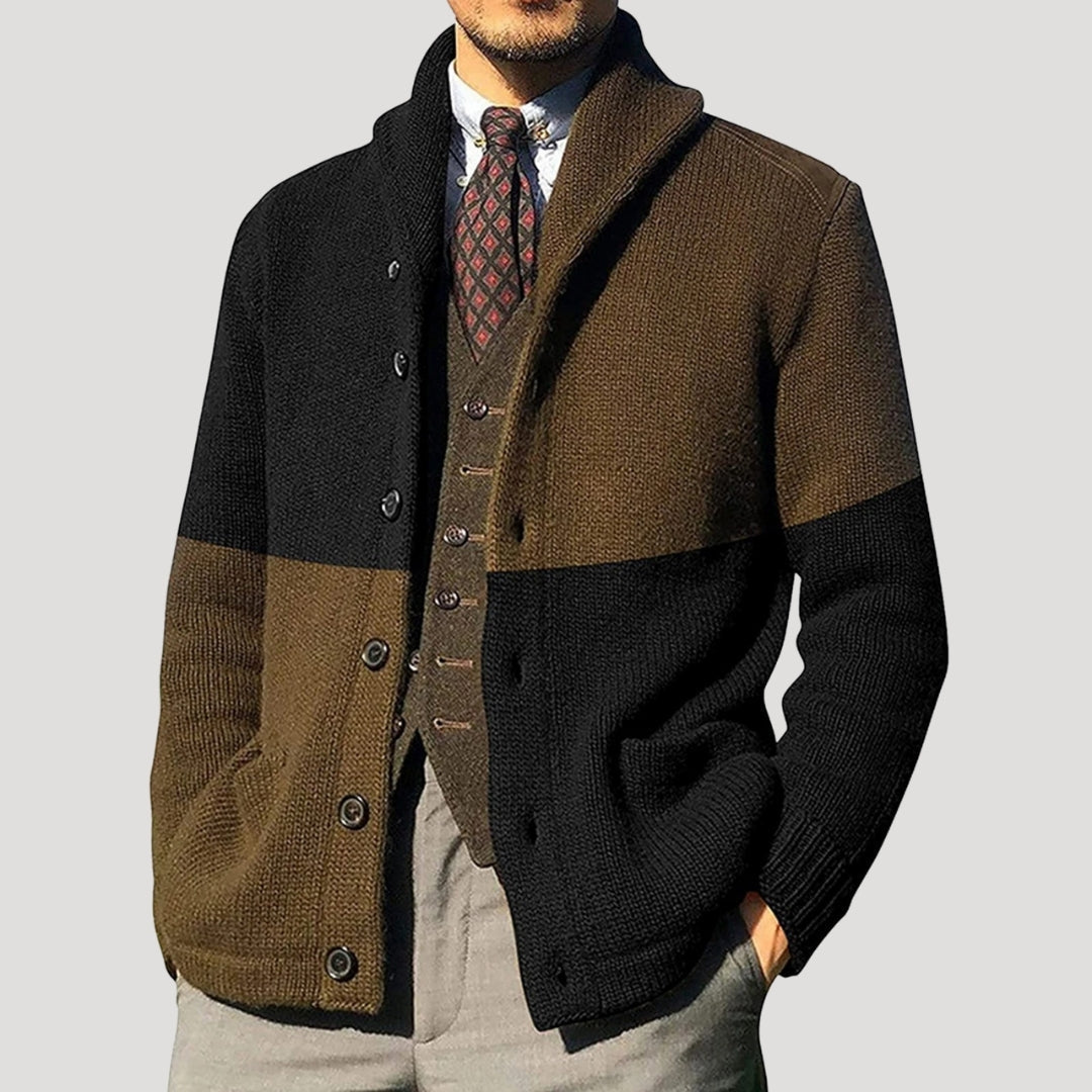 Woll Cardigan Herren Schalkragen Coatigan Strickjacke