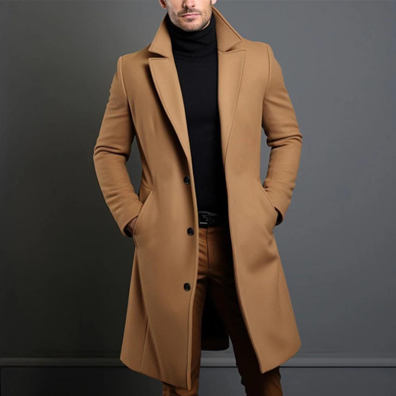 Eleganter Wollmantel Herren Wintermantel Warm Klassisch