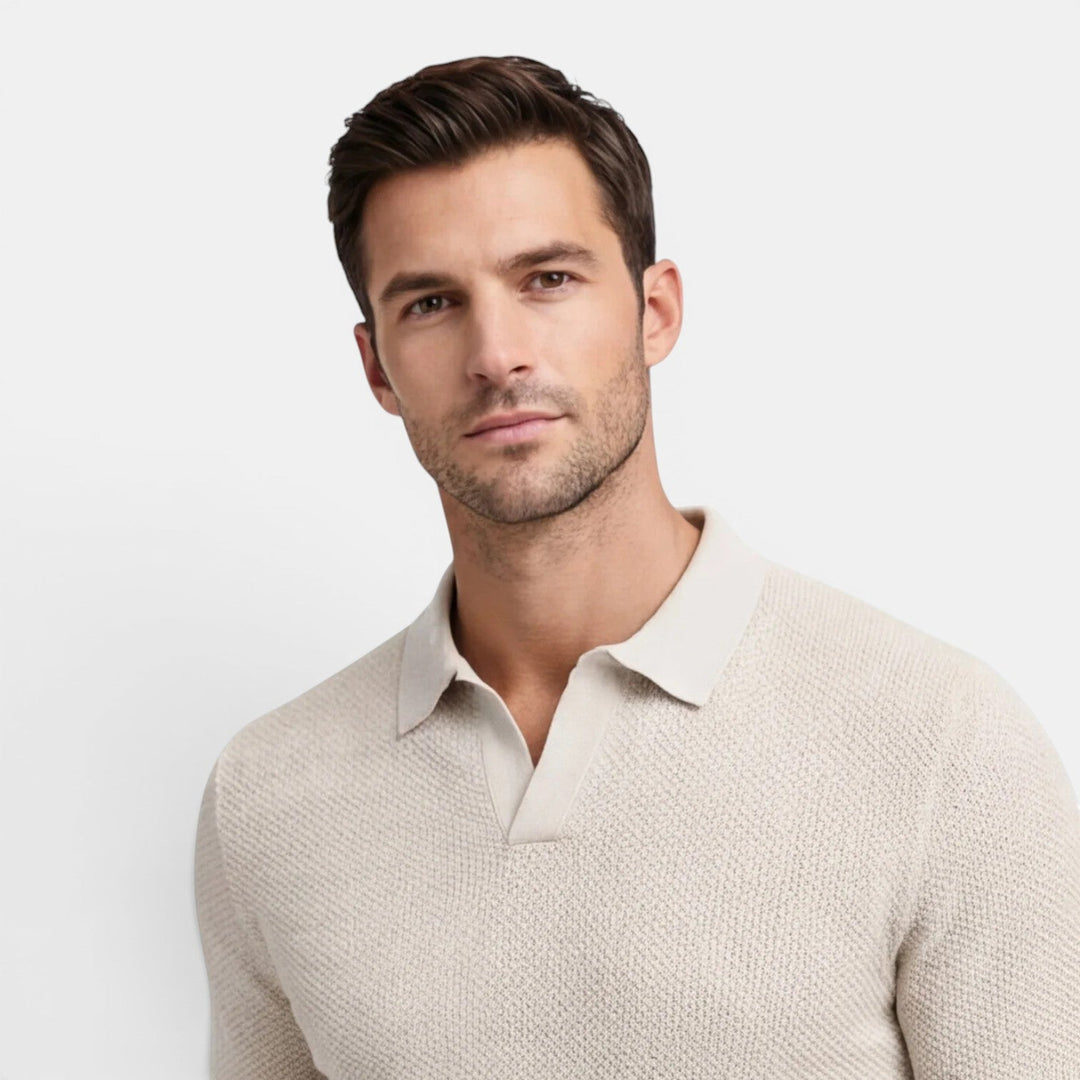 Herren Slim-Fit-Strick-Polo-Shirt – Jennoir