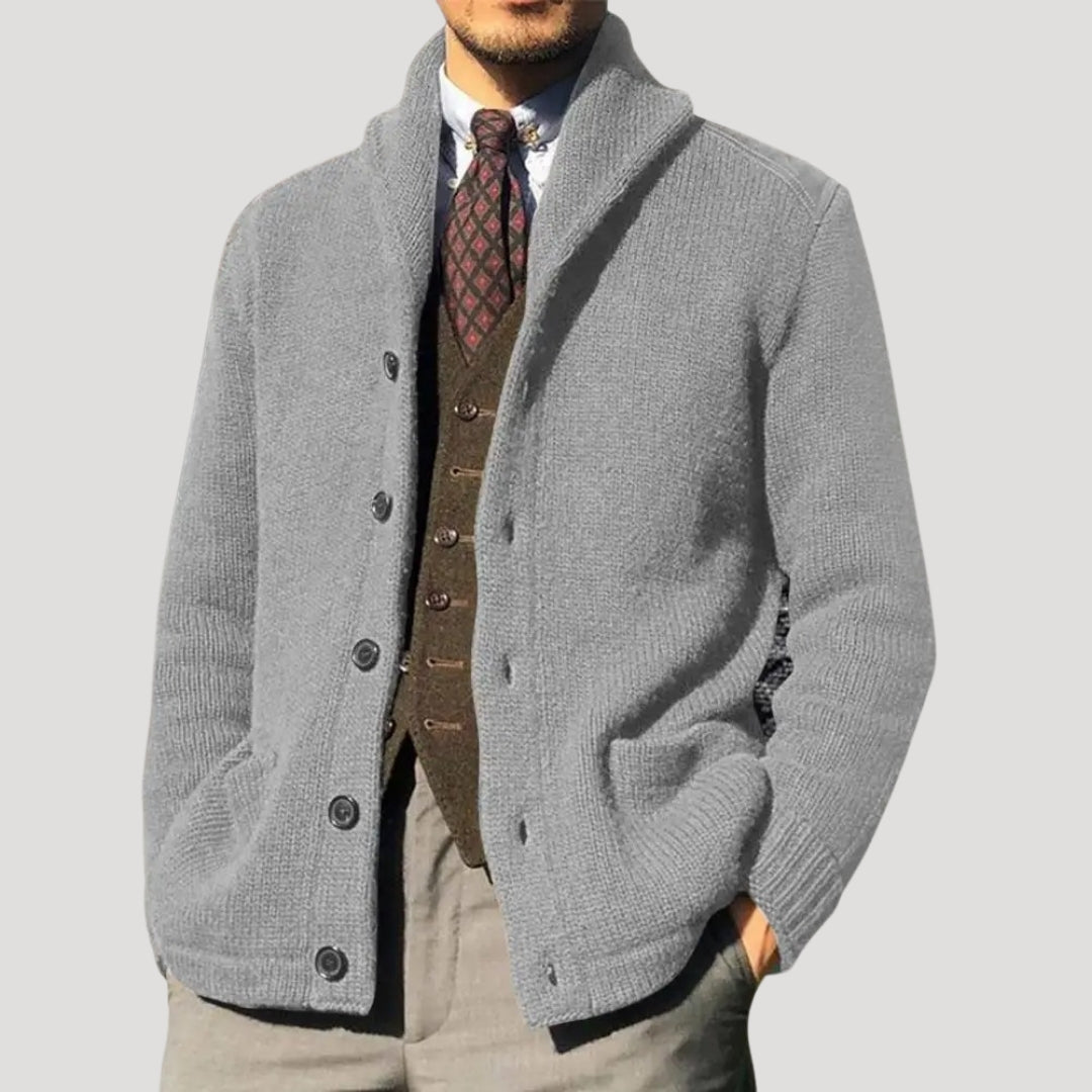 Woll Cardigan Herren Schalkragen Coatigan Strickjacke