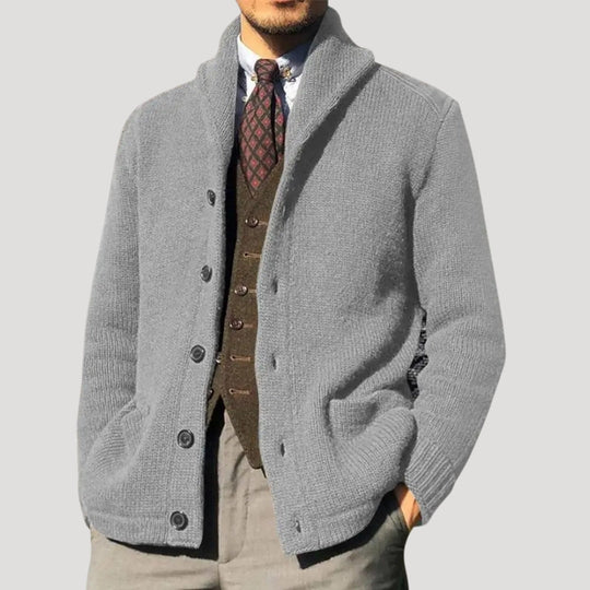 Woll Cardigan Herren Schalkragen Coatigan Strickjacke