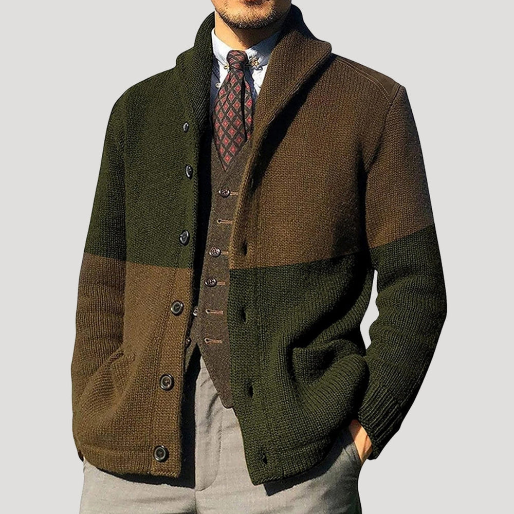Woll Cardigan Herren Schalkragen Coatigan Strickjacke