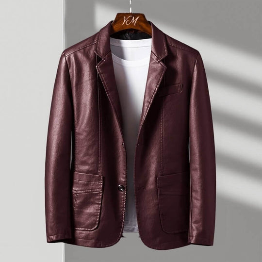 Kunstleder Jacke Herren Tailliert Elegant Biker Casual