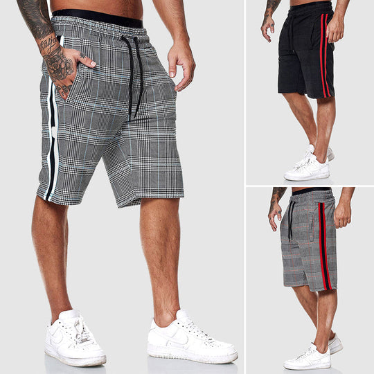 Karierte Shorts Herren Sommer Strand Atmungsaktiv Hose