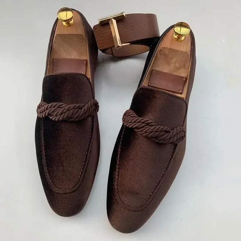 Elegante Velours Loafer Herren Slip-On Slipper Schuhe