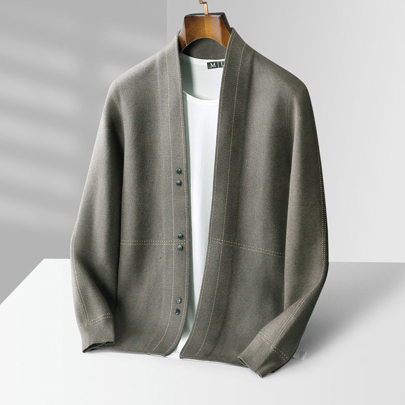 Woll Cardigan Herren Strickjacke Elegant Warm Layering