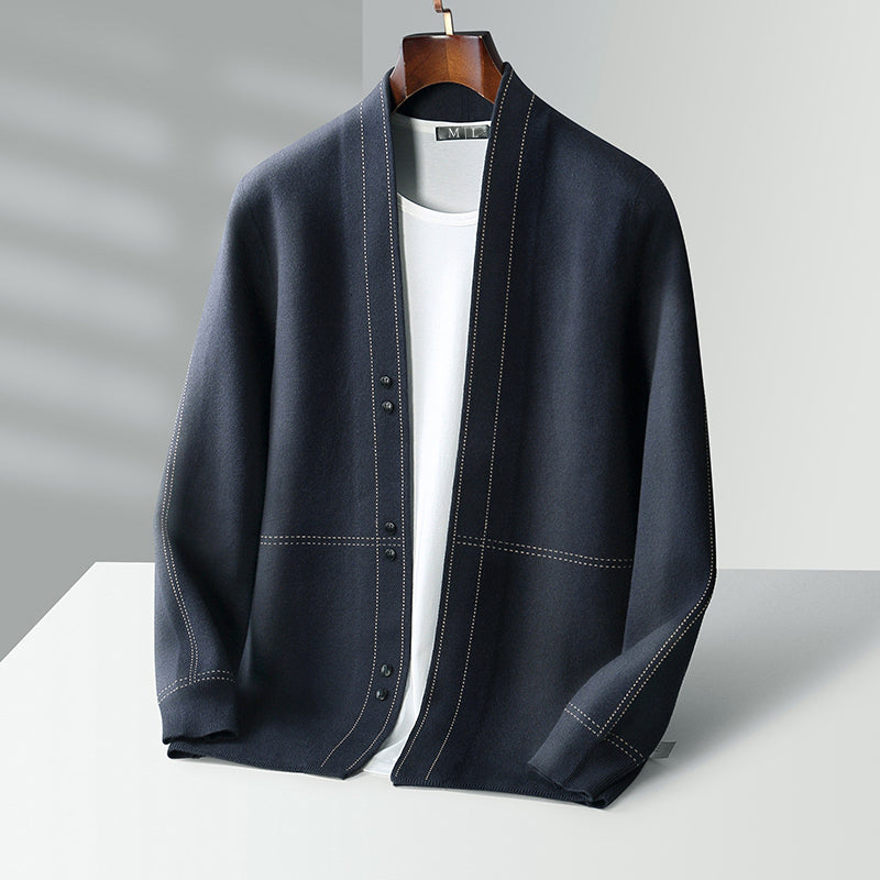 Woll Cardigan Herren Strickjacke Elegant Warm Layering