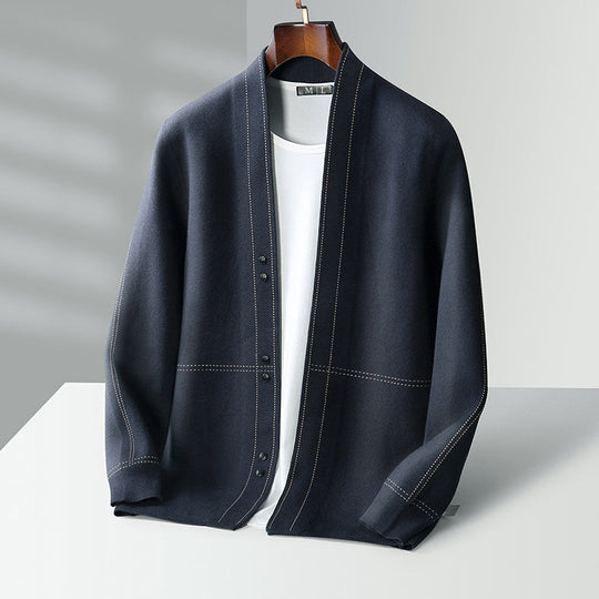 Woll Cardigan Herren Strickjacke Elegant Warm Layering