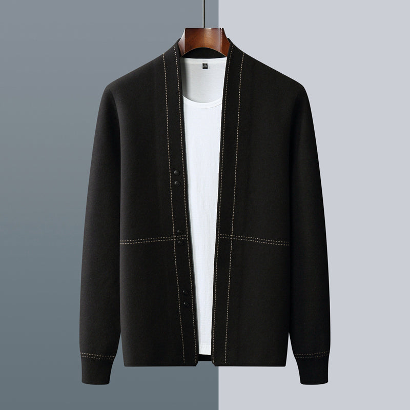 Woll Cardigan Herren Strickjacke Elegant Warm Layering