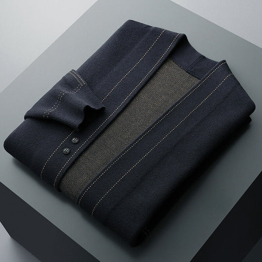 Woll Cardigan Herren Strickjacke Elegant Warm Layering