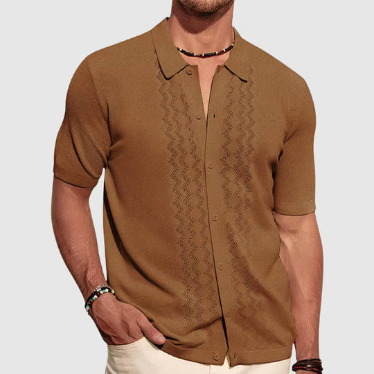 Gestricktes Sommerhemd Herren Kurzarm Elegant Strick