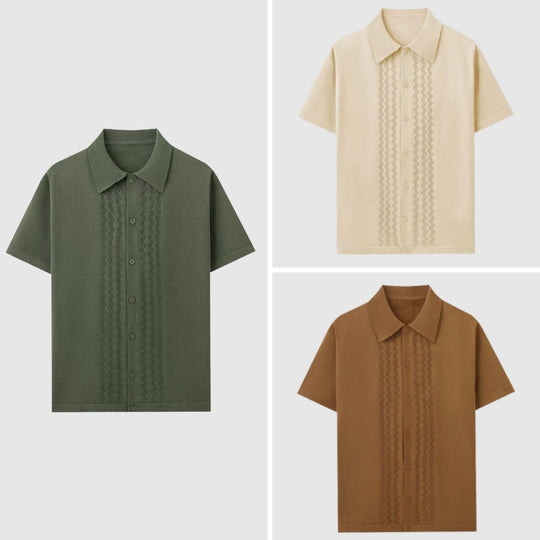 Gestricktes Sommerhemd Herren Kurzarm Elegant Strick