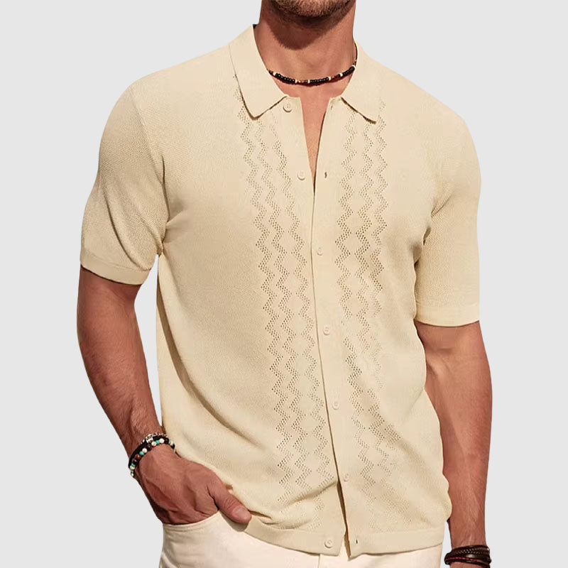 Gestricktes Sommerhemd Herren Kurzarm Elegant Strick