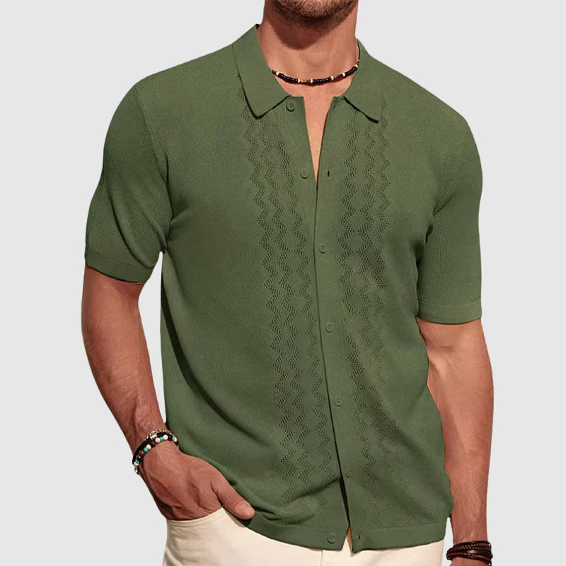 Gestricktes Sommerhemd Herren Kurzarm Elegant Strick