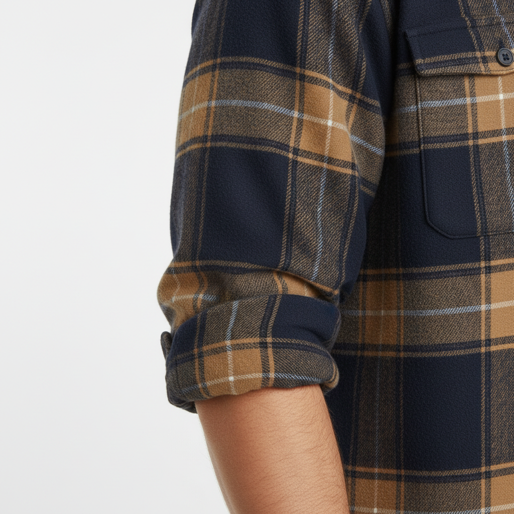 Baumwoll Flanellhemd Herren Langarm Warm Casual Winter