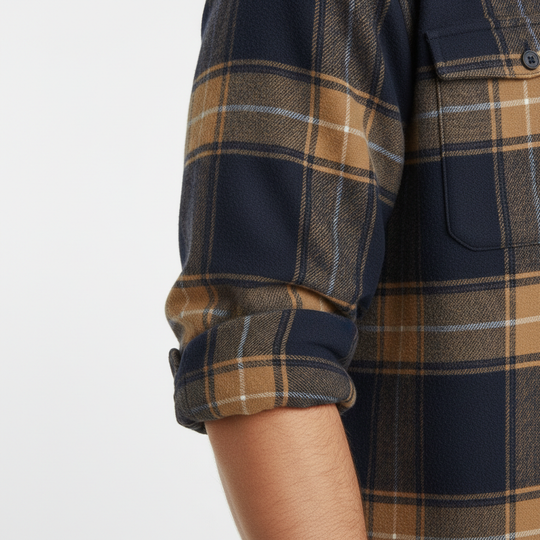 Baumwoll Flanellhemd Herren Langarm Warm Casual Winter