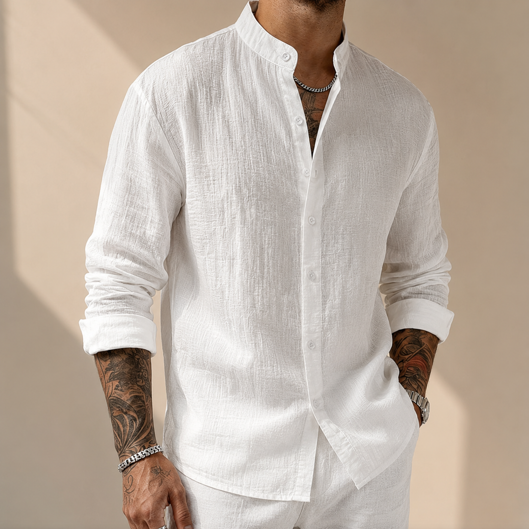 Leinen Baumwoll Button-Up Hemd Herren Sommer Casual