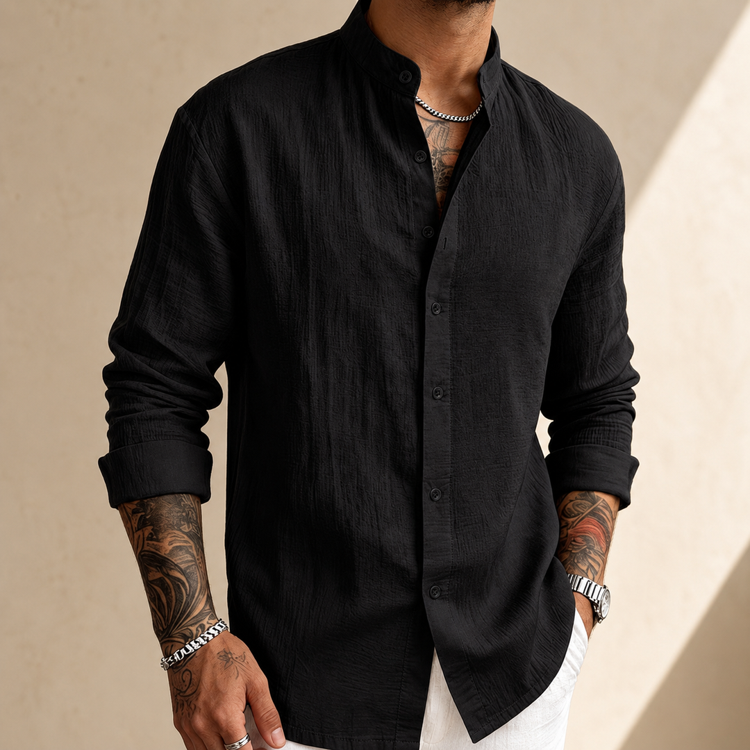 Leinen Baumwoll Button-Up Hemd Herren Sommer Casual