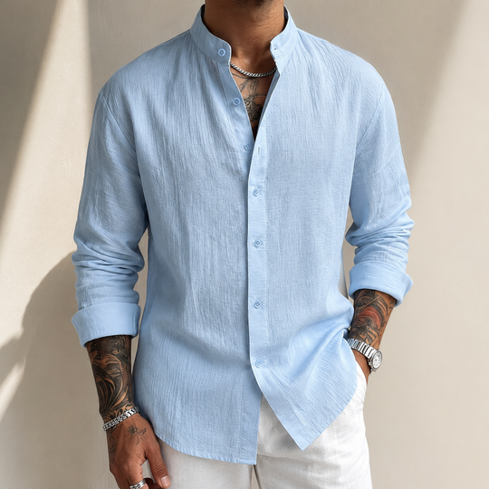 Leinen Baumwoll Button-Up Hemd Herren Sommer Casual