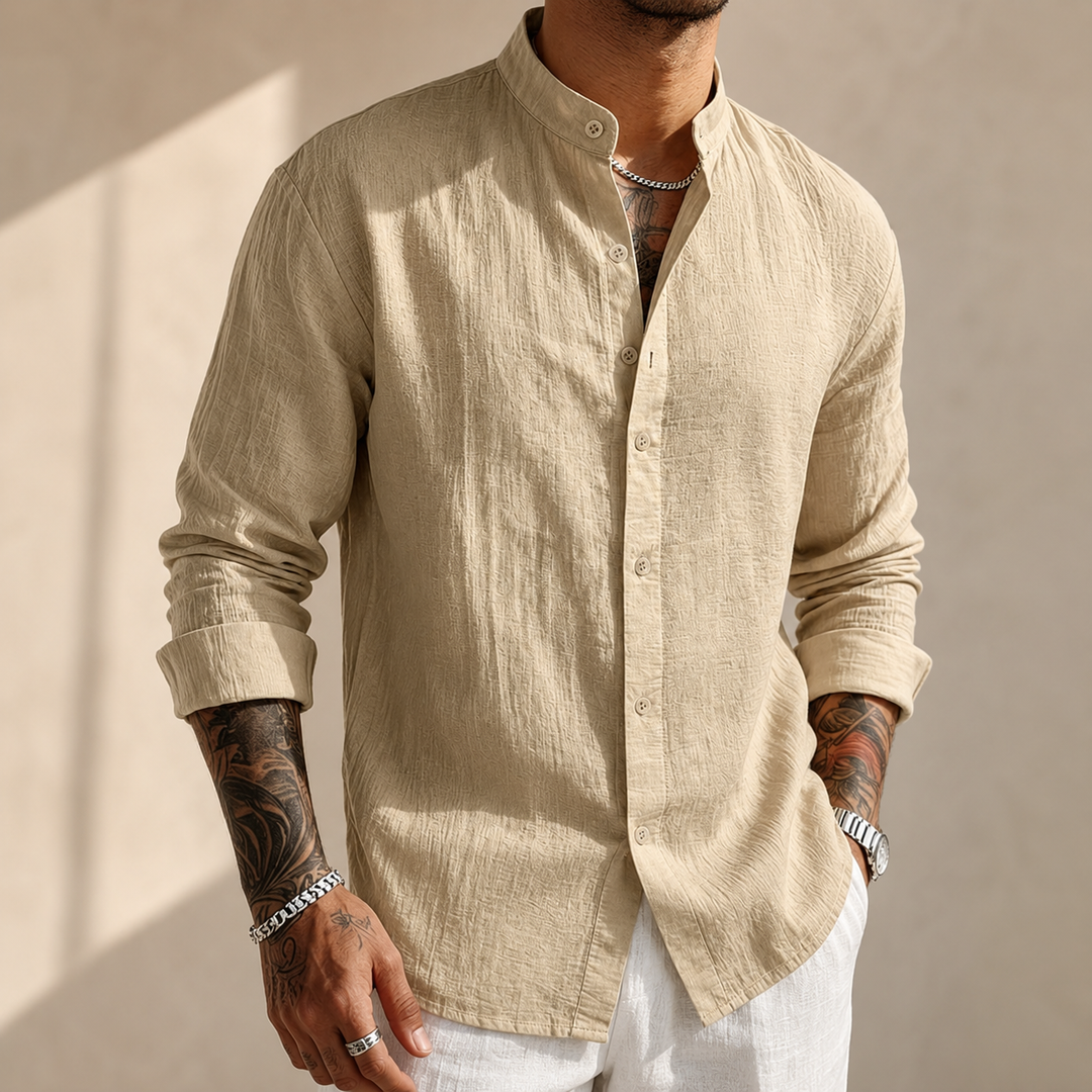 Leinen Baumwoll Button-Up Hemd Herren Sommer Casual