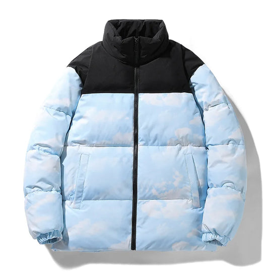 Zweifarbige Steppjacke Herren Wolkenmuster Elastisch