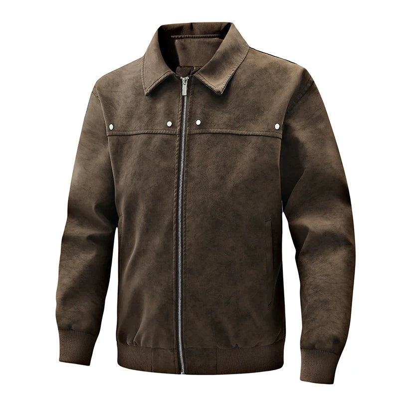 Klassische Bikerjacke Herren Winddicht Rippbündchen